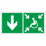 Знак эвакуационный «Направление движения к пункту (месту) сбора для инвалидов», назад, левосторонний, фотолюминесцентный